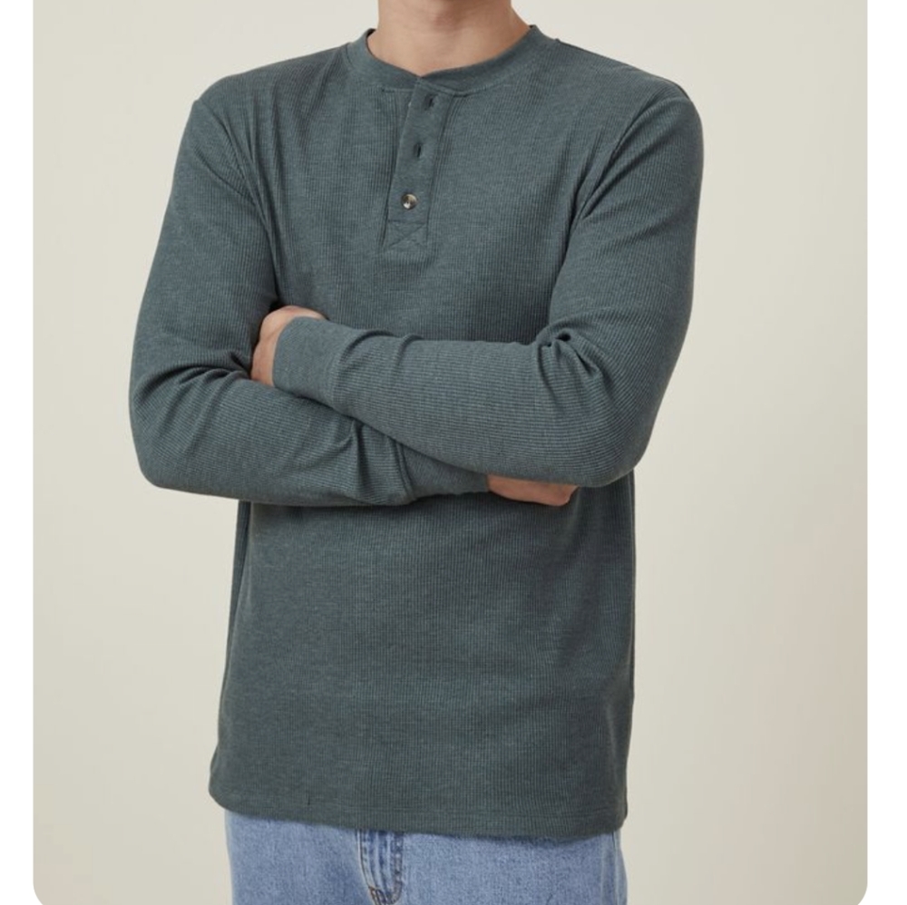 NWT Cotton On Henley Waffle Long Sleeve